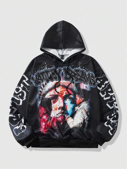 Street Life Men's Printed Hoodie, Suitable For Everyday Wear, Spring/Summer