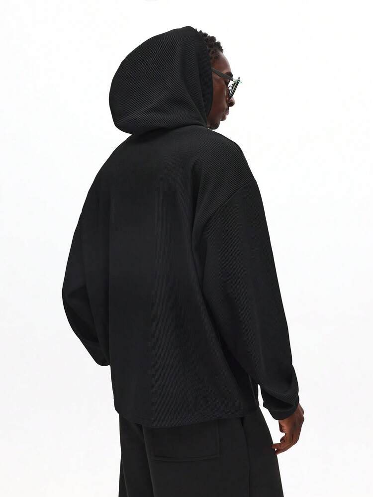 Sweat à capuche texturé côtelé avec cordon de serrage
