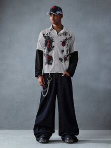 ROMWE MEN Goth 男士秋季时尚条纹拼布衬衫 - 彩色 - 查看 7