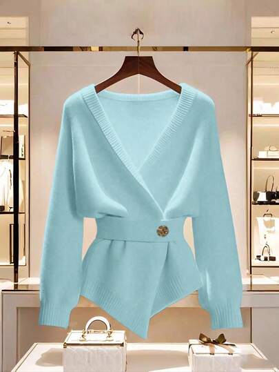 Franclia Neue hochwertige, elegante, vielseitige, weiche weiße Strickjacke für Damen für Herbst/Winter