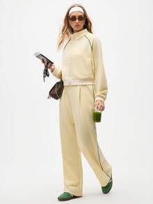 Eassivo Eassivo 女式抽绳腰口袋阔腿宽松休闲裤 - 鵝黃色 - 查看 7