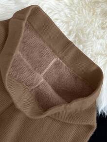 Franclia Pantalones holgados de punto con forro térmico de cintura alta para mujer, cálidos para el invierno