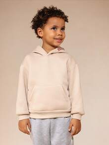 SUMWON Long Sleeve Hoodie And Centre Pocket Letter Print Casual Sweatshirt - Khaki - View 4