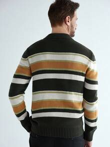 Manfinity Homme 男士休闲宽松圆领长袖套头衫，秋冬 - 彩色 - 查看 2