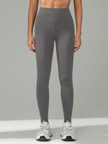 SHEIN Tall Leggings casuales de cintura alta y unicolor para mujer