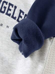 Cozy Pixies 2件套男童字母图案针织柔软圆领长袖套头衫和松紧腰裤 - 藏蓝色 - 查看 8