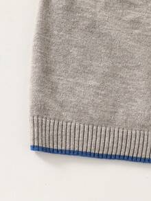 Sparklyn 少女圆领长袖简约优雅灰色百搭百搭毛衣短款灰色毛衣秋冬打底衫2025新款宽松针织套头衫高端节日度假毛衣