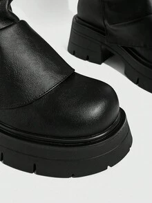 Daringsoles Women's Over-The-Knee Pleated Boots, Chunky Thick Sole Round Toe Comfortable Versatile Fashion Boots, Pant Leg Boots, Riding Boots