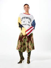 SUMWON WOMEN Outwest Texas Longhorn 短款长袖图案西部美式T恤 - 彩色 - 查看 3