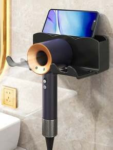 Wall-Mounted Bathroom Storage Rack, Free-Hand-Held Hair Dryer Holder, Seamless Paste, Free-Punch Bathroom Hair Dryer Holder, Hair Dryer Placement Rack Storage Rack - Multicolor - View 13