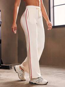 Powerista 女式抽绳腰口袋阔腿宽松休闲裤 - 卡其色 - 查看 3