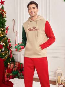 Manfinity RelaxMax Men's Christmas Slogan Print Long Sleeve Drawstring Hooded Sweatshirt And Sweatpants Casual Suit, Autumn/Winter - Multicolor - View 4