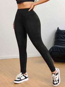 SHEIN SXY Women's 2 Packs Workout Leggings With Pockets  Buttery Soft High Waisted Tummy Control Running Yoga Pants