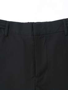 Calvornis Solid Color Pocket Business Casual Straight Leg Trousers - Black - View 5