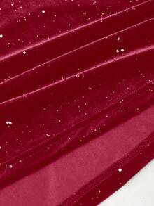 Sweetra Đầm Maxi Ôm Body Viền Đuôi Cá Lấp Lánh/Lấp Lánh/Lấp Lánh/Nhung Dự Tiệc Cho Nữ - Màu Đỏ Sâu - Xem 4