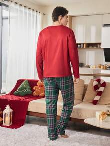 CoupledUp Herren Loungewear Sets Weihnachts-Pyjamas Passendes Paar Pyjama Set Weihnachts-Pyjamas Paar Pj Sets für Herren, Weihnachts-Pj Schlafanzug Set Herbst Winter Kleidung - Rot - Übersicht 2