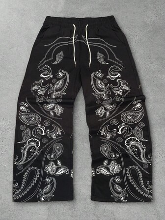 Street Life Pantaloni da uomo con stampa paisley e coulisse