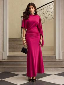 ZEYLAH Elegant Ruffle Waist Dress For Women - Hot Pink - View 6