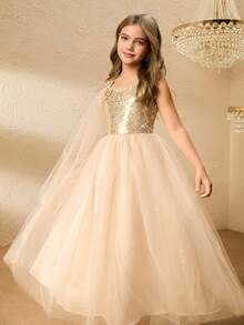 Halloween Party Girls High-End Formal Dress, Children's Cello Performance Dress, Girls Birthday Piano Recital Dress, Big Tween Girl Hostess Dress