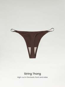 GLOWMODE 2条装轻薄隐形弹性无缝贴合中腰T字裤隐形丁字裤内裤日常休闲装 - 肉桂靈感 - 查看 3