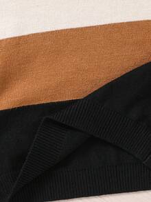 SHEIN Bébé garçon/fille pull à col roulé en tricot doux à blocs de couleurs, manches longues avec demi-zip - Multicolore - Voir 4