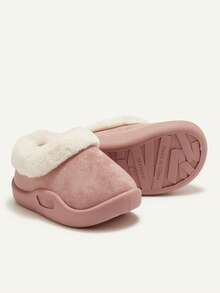 Cozy Pixies 秋冬百搭休闲时尚百搭毛绒加厚保暖可爱柔软婴儿雪地靴、踝靴、拖鞋 - 粉色 - 查看 7