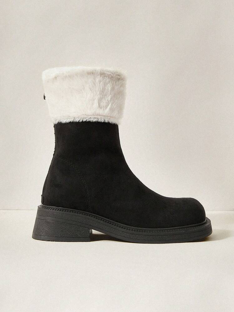 Women's Contrast Color Casual Ankle Boots, For Daily Outdoor Wear, Autumn/Winter New Year Holiday