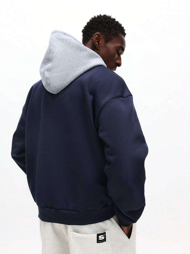 Color Block Hoodie With Contrast Hood