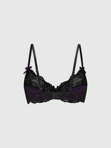 ROMWE Women's Gothic Underwire Lace Bra - Purple - View 2