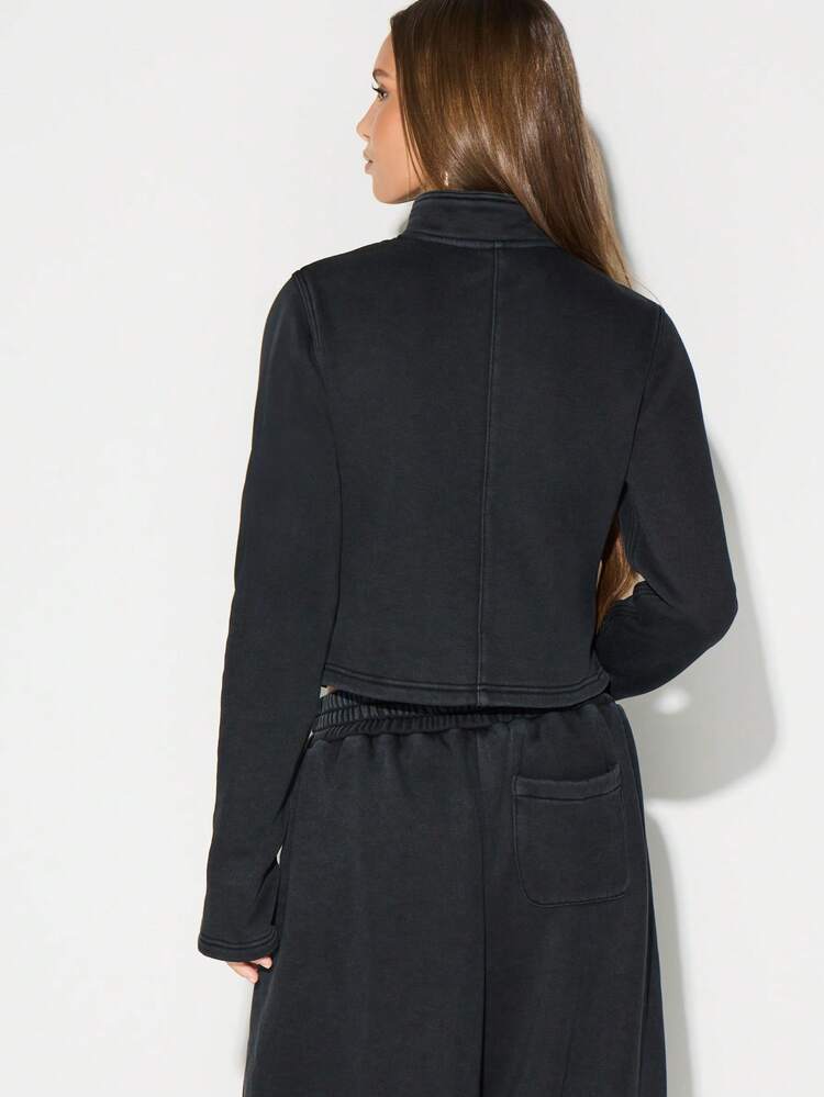 KIZN High Neck Zip Up Cropped Jacket