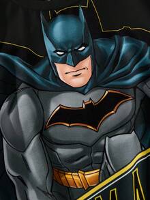 BATMAN X SHEIN 85th Young Boy Cartoon Portrait Pattern & Stylish Casual Short Sleeve T-Shirt Graphic Tee Boys - Black - View 4