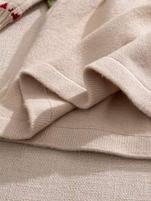 Souflis Souflis 女婴针织连衣裙，圆领长袖提花毛衣裙，红色针织蕾丝边毛衣裙，适合圣诞节、日常穿着、外出、聚会、节日，可作为礼物 - 杏色 - 查看 8