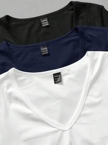 SHEIN EZwear 3 件套女士深 V 领修身休闲长袖 T 恤套装，适合春秋季 - 彩色 - 查看 8