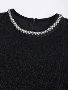 Sweetra 新款秋冬女士束腰优雅高端派对蛋糕连衣裙 - 黑色 - 查看 5