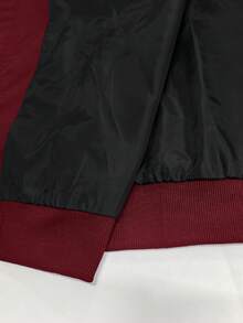 Manfinity Homme Men's Contrast Color Print Zip-Up Long Sleeve Jacket Coat Men Varsity Jacket Streetwear Jackets Men Graphic Jacket Men Bomber Jacket - Red - View 8