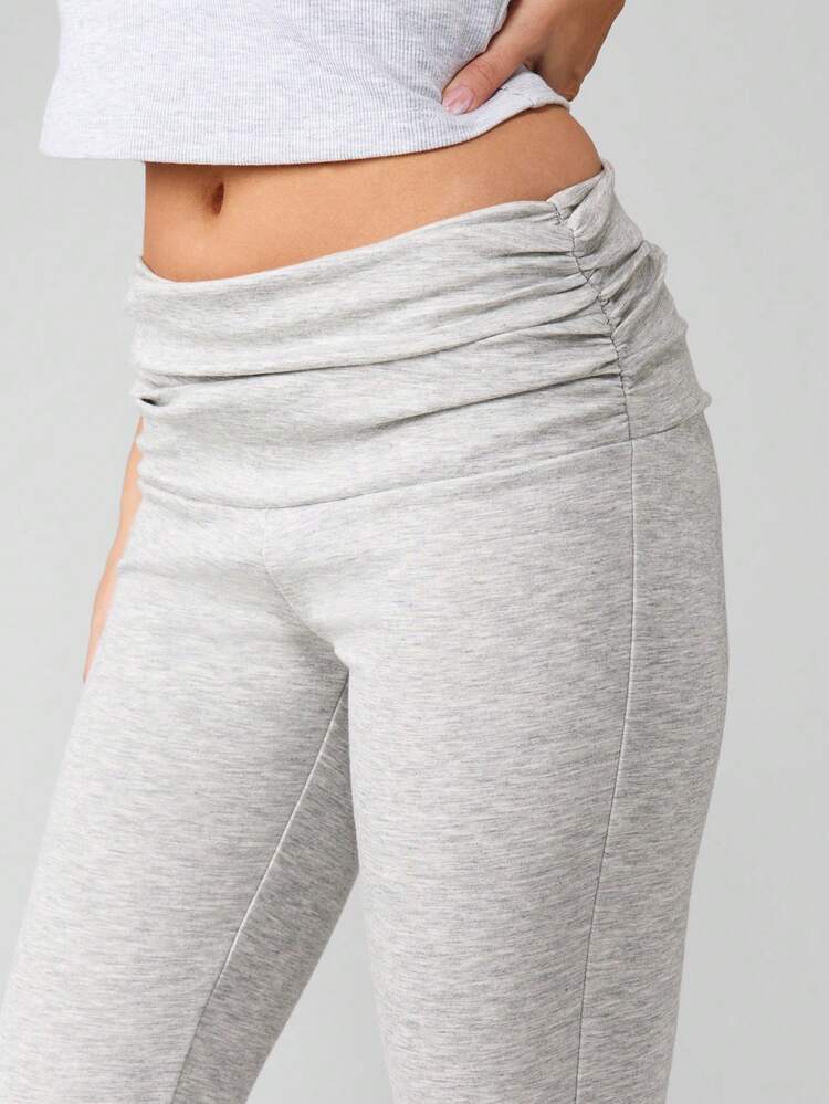 MISSGUIDED Heathered Flare Leg Lounge Pants For Women Soft Comfort Wide Bell Bottom Yoga Pants Casual Home Relaxation