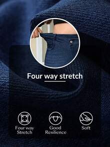 Flexra Plus Size Women Elastic Casual Straight Leg Jeans Date Night Navy Blue Summer - Dark Wash - View 7