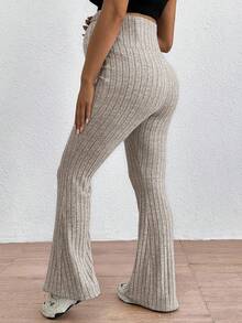 SHEIN Maternity Adjustable Waist Skinny Bell-Bottom Long Pants With Super High Waist - Apricot - View 2