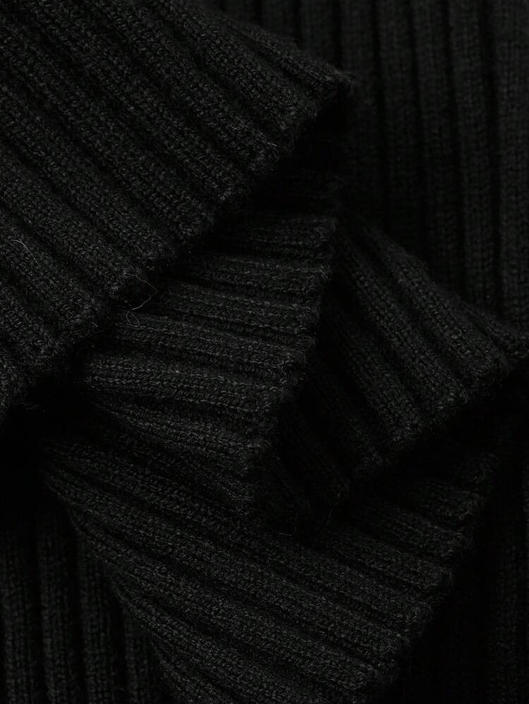 Dazy Plus Solid Color V-Neck Elastic Fitted Long Sleeve Burgundy Pullover Sweater