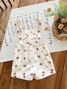Babygirl Cute Versatile Khaki Ditsy Floral Romper
