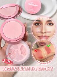 SHEGLAM Insta-Ready Face & Under Eye Setting Powder Duo-Bubblegum 2 In 1 Pink Brightening Oil Control Loose Setting Powder  Matte Pore-Less Waterproof Long Lasting Pressed Powder Pink Powder Brand Beauty Makeup Face Paint Cosmetic For Women Girls Perfect For Winter Ideal For Y2K Fancy Fashion Suitable For Birthday Christmas Gift Party Ready Best Color