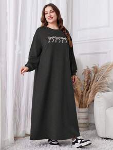 Lacomfia Plus Size Casual Butterfly Print Long Hoodie, Autumn - Dark Grey - View 5