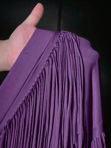 Slaydiva 女士优雅高端牛油果绿色流苏迷你裙 - 紫色 - 查看 8