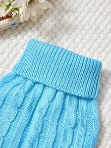 PETSIN 一件蓝色短款秋冬加厚针织防风保暖休闲宠物毛衣 - 藍色 - 查看 8