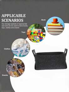 1pc Felt  Storage Basket, Pet Supplies Felt Storage Bin, Keep Your Home Neat & Tidy - Black - View 2