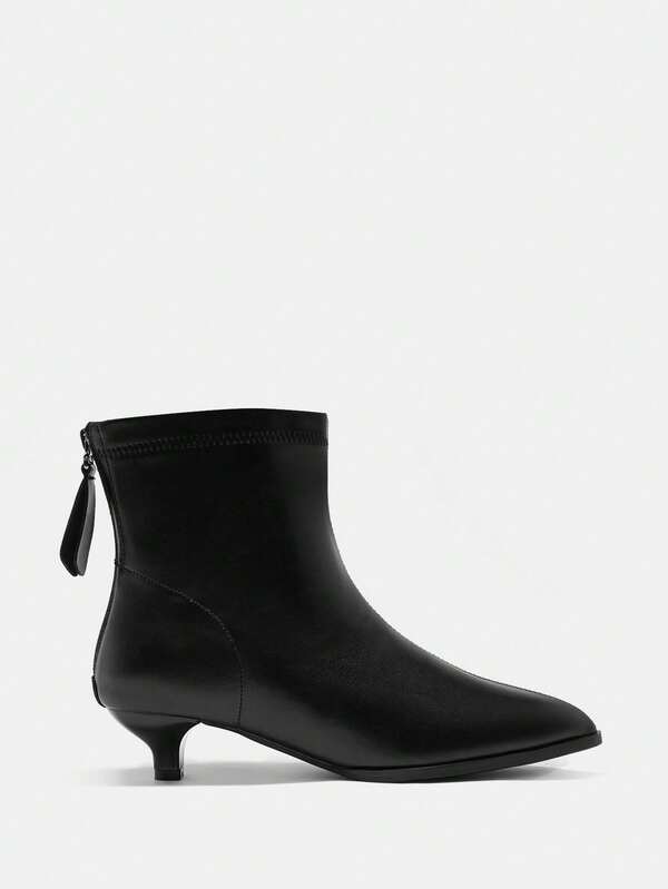 CUCCOO CURVES Botas de mujer de talla grande con ajuste ancho, botas cortas de tacón alto, versátiles y elegantes, adecuadas para pantorrillas anchas