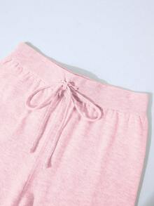 Franclia 2pcs/Set Women Casual Loose Knit Sweater & Pants Loungewear Set, Comfortable & Minimalist Design - Pink - View 4