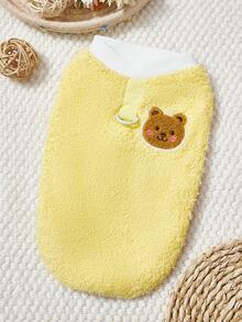 PETSIN Moletom com capuz e colete de veludo para animais de estimação, outono/inverno, para cães, gatos e pequenos animais – moletom macio e quente com fivela de tração, uso diário para ambientes internos e externos