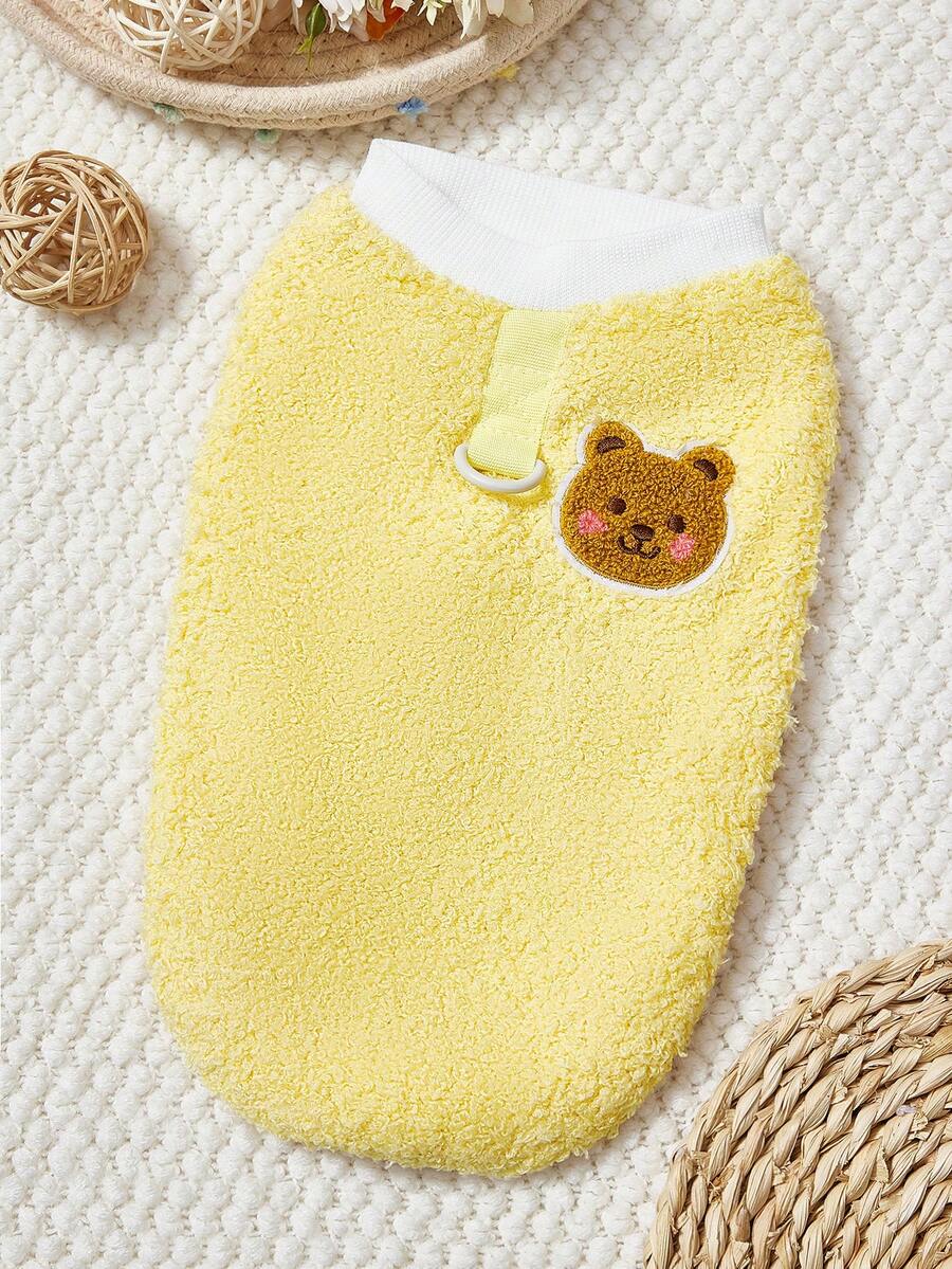 PETSIN Moletom com capuz e colete de veludo para animais de estimação, outono/inverno, para cães, gatos e pequenos animais – moletom macio e quente com fivela de tração, uso diário para ambientes internos e externos