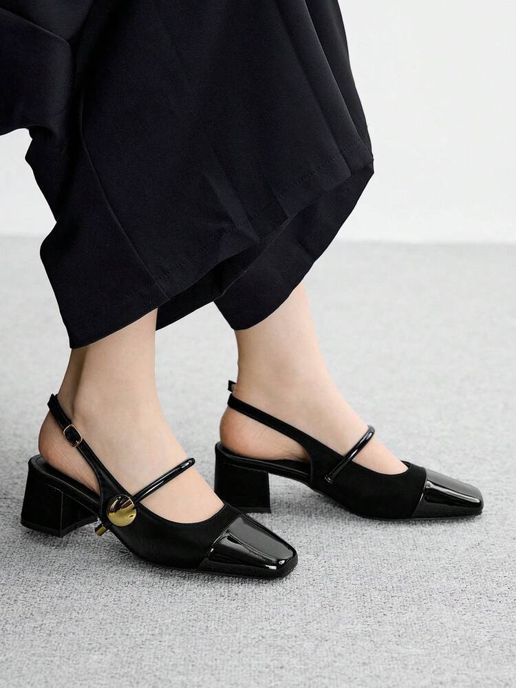 CUCCOO BIZCHIC Women's Classic Low Heel Slip-On Pumps, Black For Christmas Spring Shoes